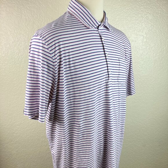 Ralph Lauren Polo Golf Stretch Lisle Blue White & Pink Stripe Shirt Sz XXL - Picture 2 of 16